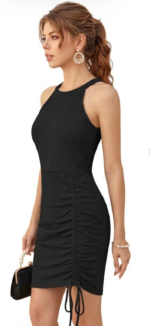 The Black Raven High-Neck Ruched Dress - Image 2