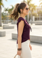 Ruched Sleeve Crop Top - Image 3