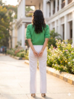 Bright Green Puff Sleeve Crop Top - Image 3