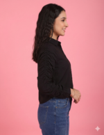 Black button-down cropped shirt - Image 2