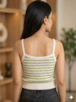 Sage Striped V-Neck Knit Camisole - Image 3