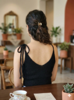 Tie-Shoulder Ribbed Knit Crop Top - Image 4