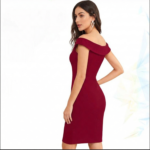 Off-Shoulder V-Neck Bodycon Dress - Image 2