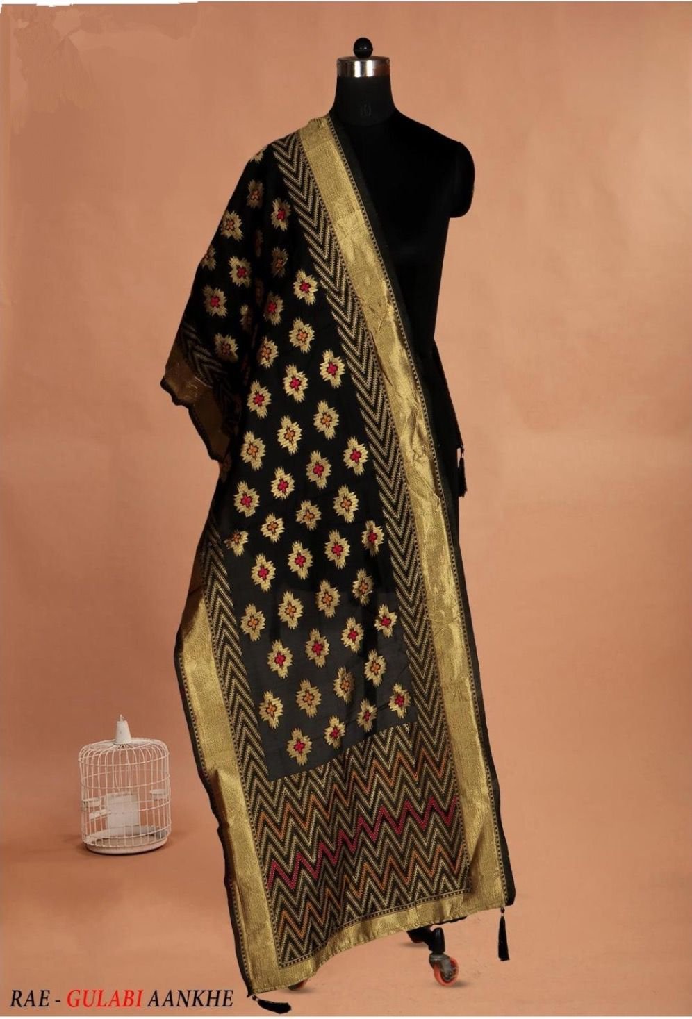 WhatsApp Image 2026-03-28 at 3.49.34 PM (1) Gilded Obsidian Silk Dupatta - Image 1