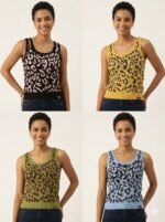 Leopard Print Knit Scoop-Neck Crop Top - Image 3