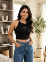 "HICE" Graphic Halter Crop Top