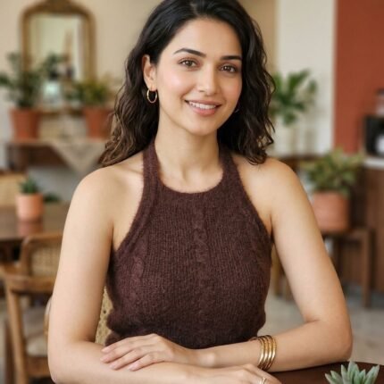 Cable-Knit Halter-Neck Top