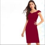 Off-Shoulder V-Neck Bodycon Dress - Image 2