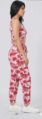 Tie-Dye Jogger & Crop Top Set - Rasberry - Image 2