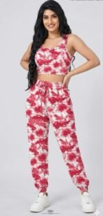 Tie-Dye Jogger & Crop Top Set - Rasberry