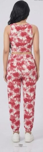 Tie-Dye Jogger & Crop Top Set - Rasberry - Image 3