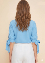 Pearl-Embellished Tie-Sleeve Top - Image 2