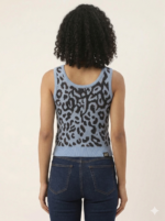 Leopard Print Knit Scoop-Neck Crop Top - Image 3