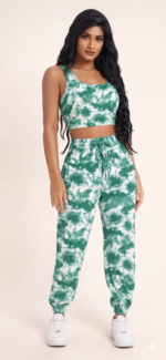 Tie-Dye Jogger & Crop Top Set - Sea Green