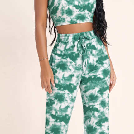 Tie-Dye Jogger & Crop Top Set - Sea Green