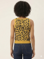 Leopard Print Knit Scoop-Neck Crop Top (Copy) - Image 3
