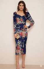 Floral Sweetheart Midi Party Wear