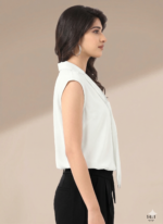 Sleeveless V-Neck Tie-Front Top - Image 3