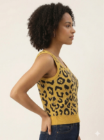 Leopard Print Knit Scoop-Neck Crop Top (Copy) - Image 2