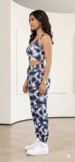 Tie-Dye Jogger & Crop Top Set - Navy Blue - Image 3