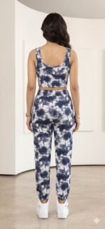 Tie-Dye Jogger & Crop Top Set - Navy Blue - Image 2