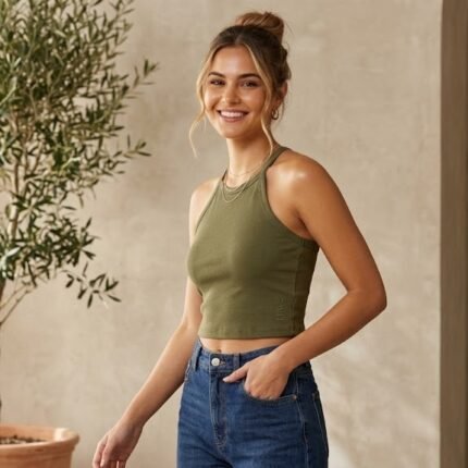 "HICE" Graphic Halter Crop Top